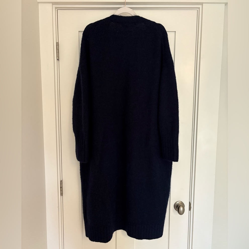 Zara Long Patch Pocket Cardigan Navy Sz M/L - Picture 8 of 12